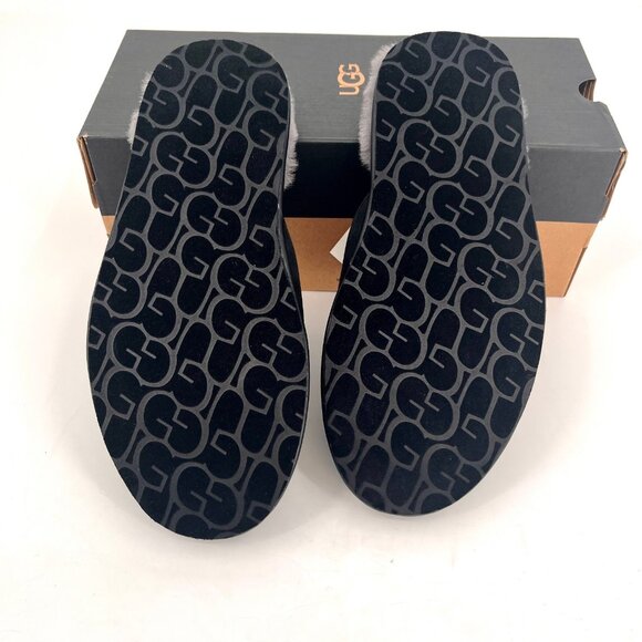 UGG Scuff Slippers Size 8 Black Suede Sheepskin Wool Lined Slip On - Picture 9 of 15
